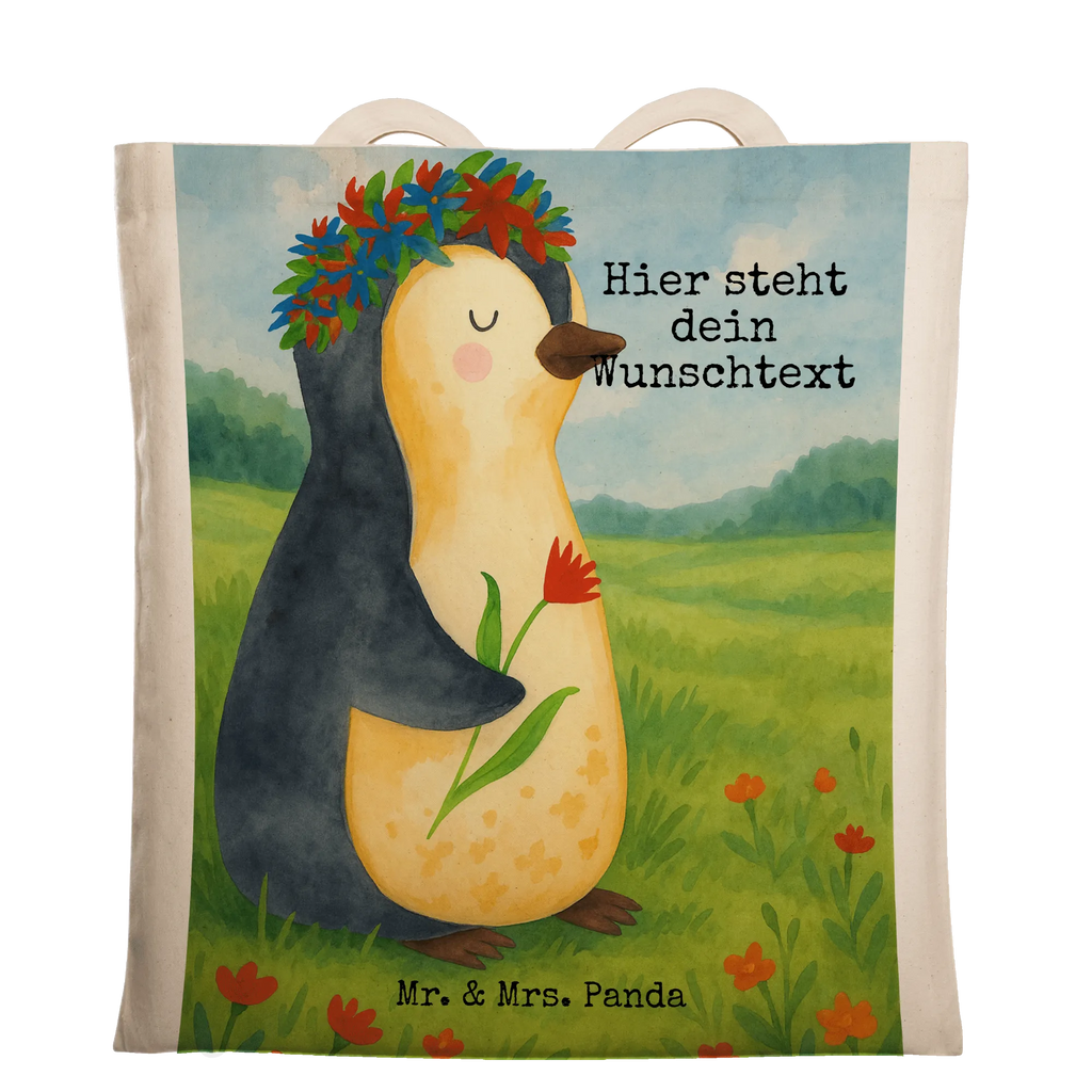Personalisierte Tragetasche Pinguin Blumen Design Personalisierter Stoffbeutel, Personalisierter Beutel, Personalisierte Kindergartentasche, Personalisierte Einkaufstasche, Personalisierte Jutetasche, Personalisierter Jutebeutel, Tragetasche mit Namen, Stoffbeutel mit Namen, Personalisierte Tasche, Personalisierte Beuteltasche, Einkaufstasche mit Namen, Pinguin, Motivation, Blumenkranz, Pinguine, Ziele, Universum, Liebeskummer, Leben, Wünsche, Geschenkidee, Lebenslust, Lebensziele