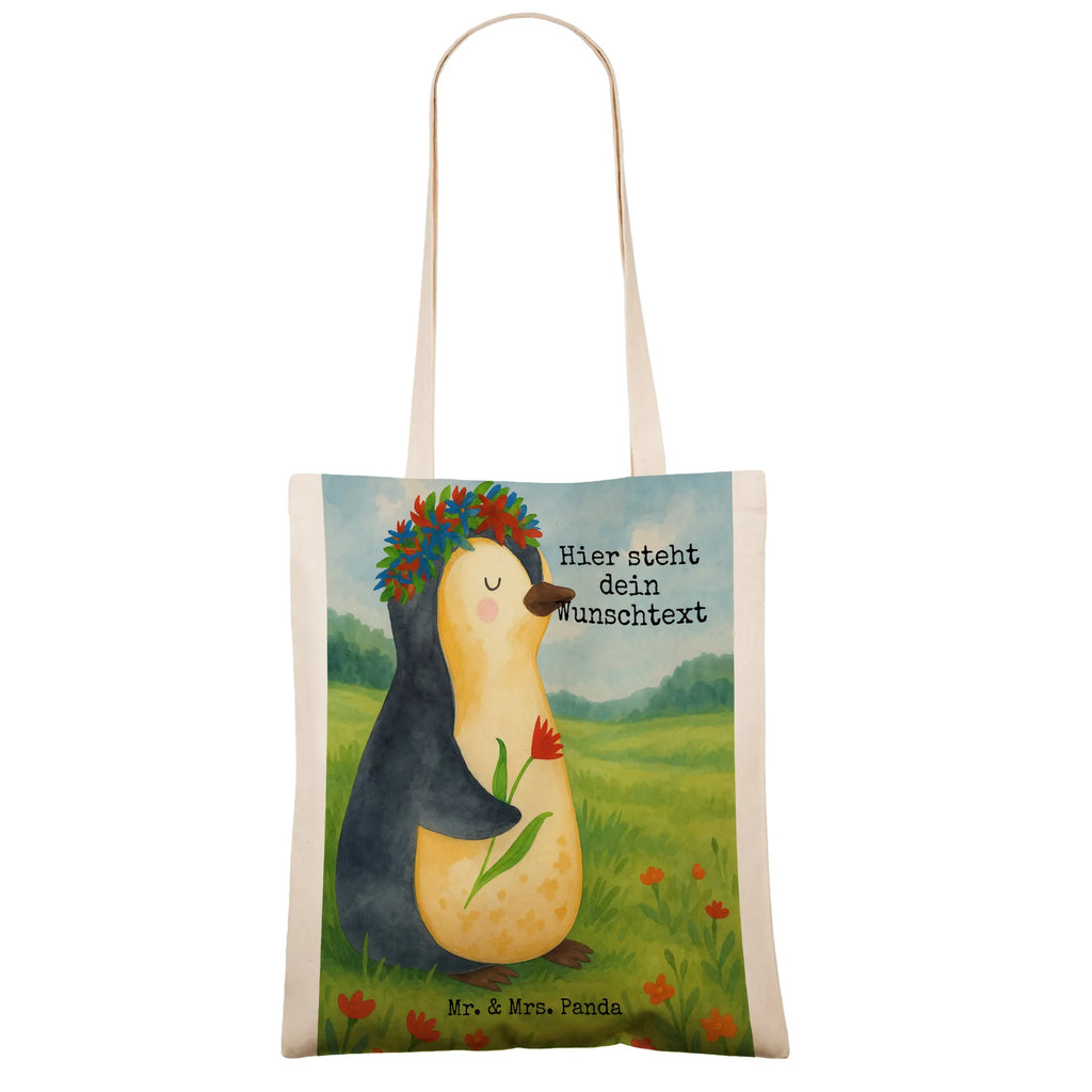 Personalisierte Tragetasche Pinguin Blumen Design Personalisierter Stoffbeutel, Personalisierter Beutel, Personalisierte Kindergartentasche, Personalisierte Einkaufstasche, Personalisierte Jutetasche, Personalisierter Jutebeutel, Tragetasche mit Namen, Stoffbeutel mit Namen, Personalisierte Tasche, Personalisierte Beuteltasche, Einkaufstasche mit Namen, Pinguin, Motivation, Blumenkranz, Pinguine, Ziele, Universum, Liebeskummer, Leben, Wünsche, Geschenkidee, Lebenslust, Lebensziele