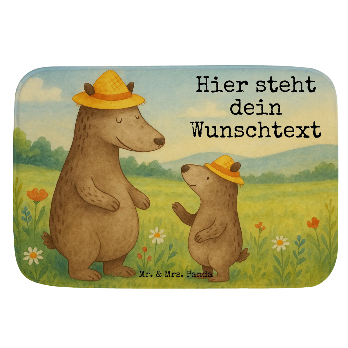 Personalised bath mat Bears with hats Design Father's Day, Mother's Day, sons, favourite person, child, children, father's day, father, role model, father-son, son