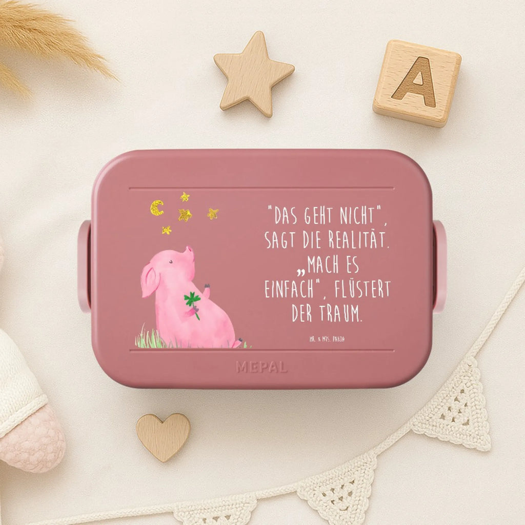 MEPAL Bentobox Schwein Glück Motiv Lunchbox, Brotdose, Bentobox, Tiermotive, Gute Laune, lustige Sprüche, Tiere, Ziele, Schweinchen, Sterne, Motivation, Glücksschwein. Glück, Sernchen, Träume, Glücksbringer, Schwein