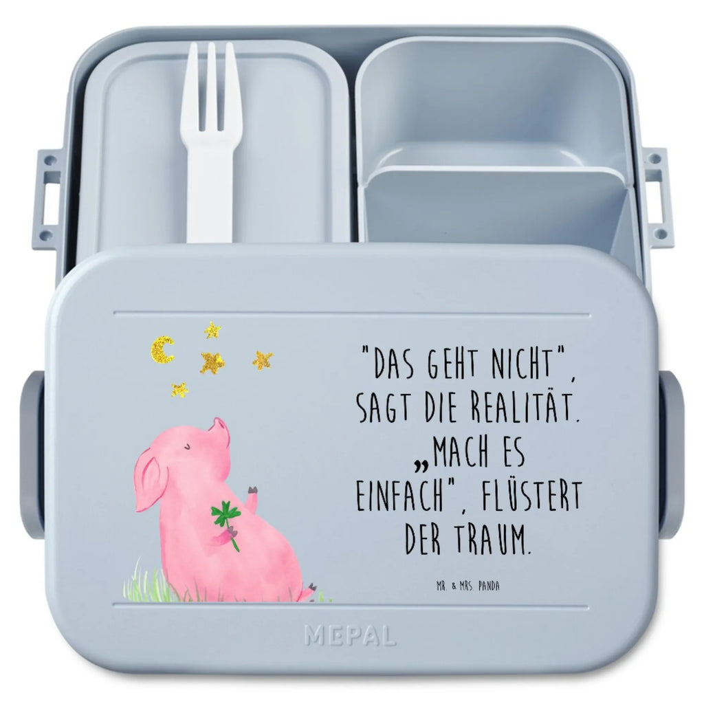 MEPAL Bentobox Schwein Glück Motiv Lunchbox, Brotdose, Bentobox, Tiermotive, Gute Laune, lustige Sprüche, Tiere, Ziele, Schweinchen, Sterne, Motivation, Glücksschwein. Glück, Sernchen, Träume, Glücksbringer, Schwein