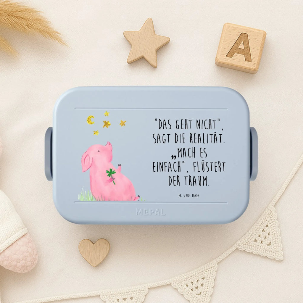 MEPAL Bentobox Schwein Glück Motiv Lunchbox, Brotdose, Bentobox, Tiermotive, Gute Laune, lustige Sprüche, Tiere, Ziele, Schweinchen, Sterne, Motivation, Glücksschwein. Glück, Sernchen, Träume, Glücksbringer, Schwein
