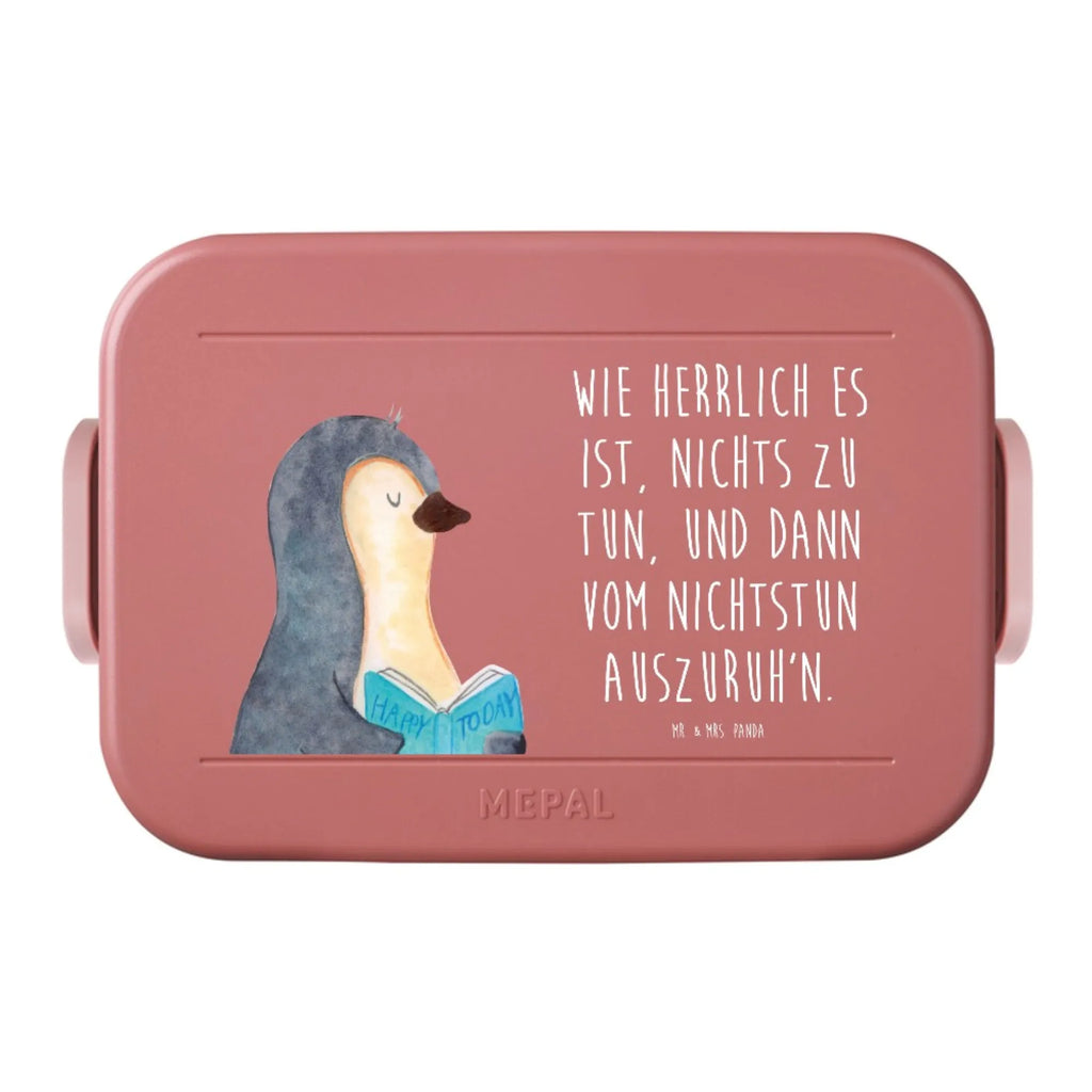 MEPAL Bentobox Pinguin Buch Motiv Brotdose, Bentobox, Lunchbox, Pinguin, Freizeit, Pinguine, Nichtstun, Urlaub, Ferien, Buch, Lesen, Bücherwurm, Faulenzen