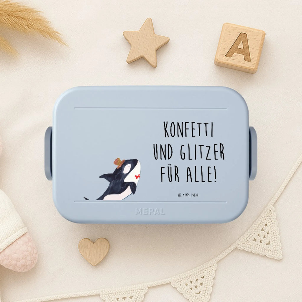 MEPAL Bentobox Orca Zylinder Motiv Bentobox, Brotdose, Lunchbox, Meerestiere, Meer, Urlaub, Narwal, Orca, Glückwunsch, Geburtstag, Fest, Konfetti, Feier, Glitter, Fete, Glitzer