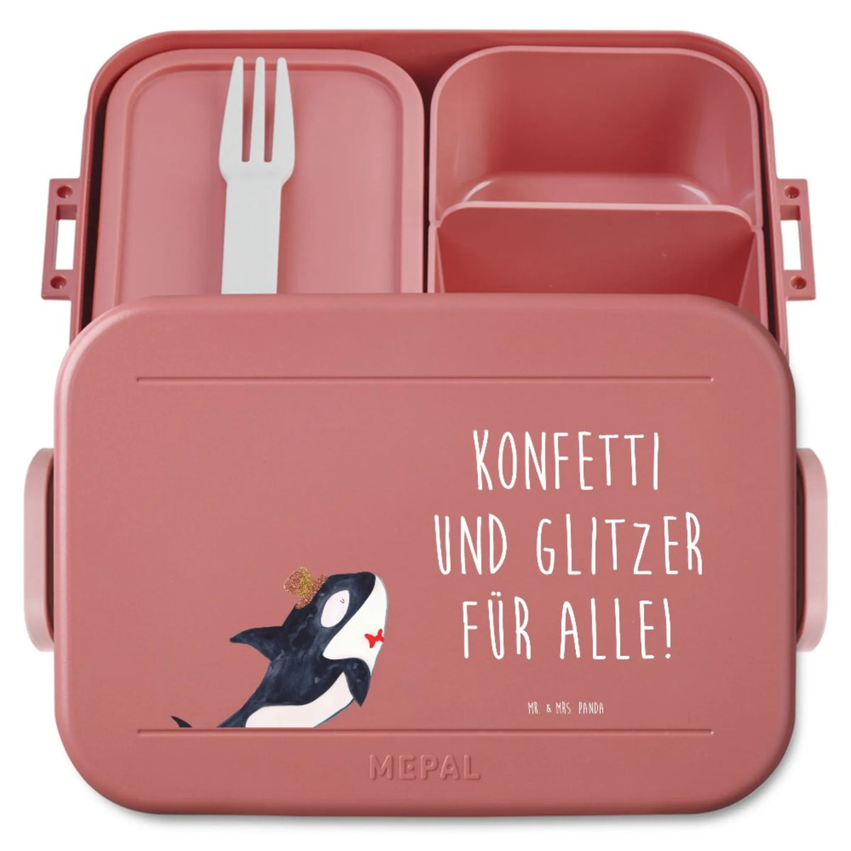 MEPAL Bentobox Orca Zylinder Motiv Bento-Brotdose, Essensbehälter, Snackdose, Vesperbox, Meal Prep Box, Bento Box, Lebensmittelbehälter, Essensbox, Lunchbox, Bentobox, Jausenbox, Snackbox, Frischhaltedose, Meer, Urlaub, Meerestiere, Fest, Narwal, Konfetti, Glitzer, Fete, Glückwunsch, Orca, Geburtstag, Glitter, Feier