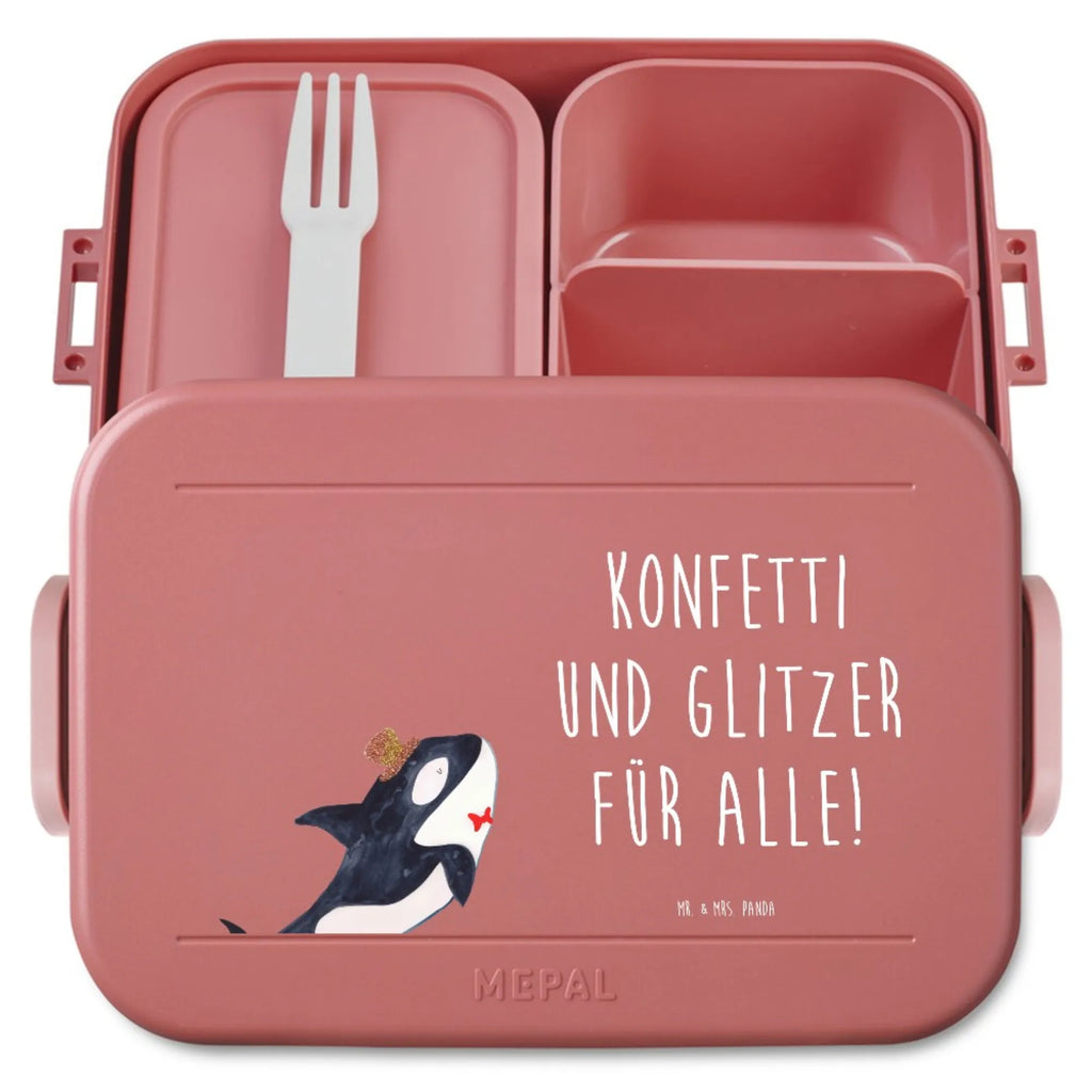 MEPAL Bentobox Orca Zylinder Motiv Bentobox, Brotdose, Lunchbox, Meerestiere, Meer, Urlaub, Narwal, Orca, Glückwunsch, Geburtstag, Fest, Konfetti, Feier, Glitter, Fete, Glitzer