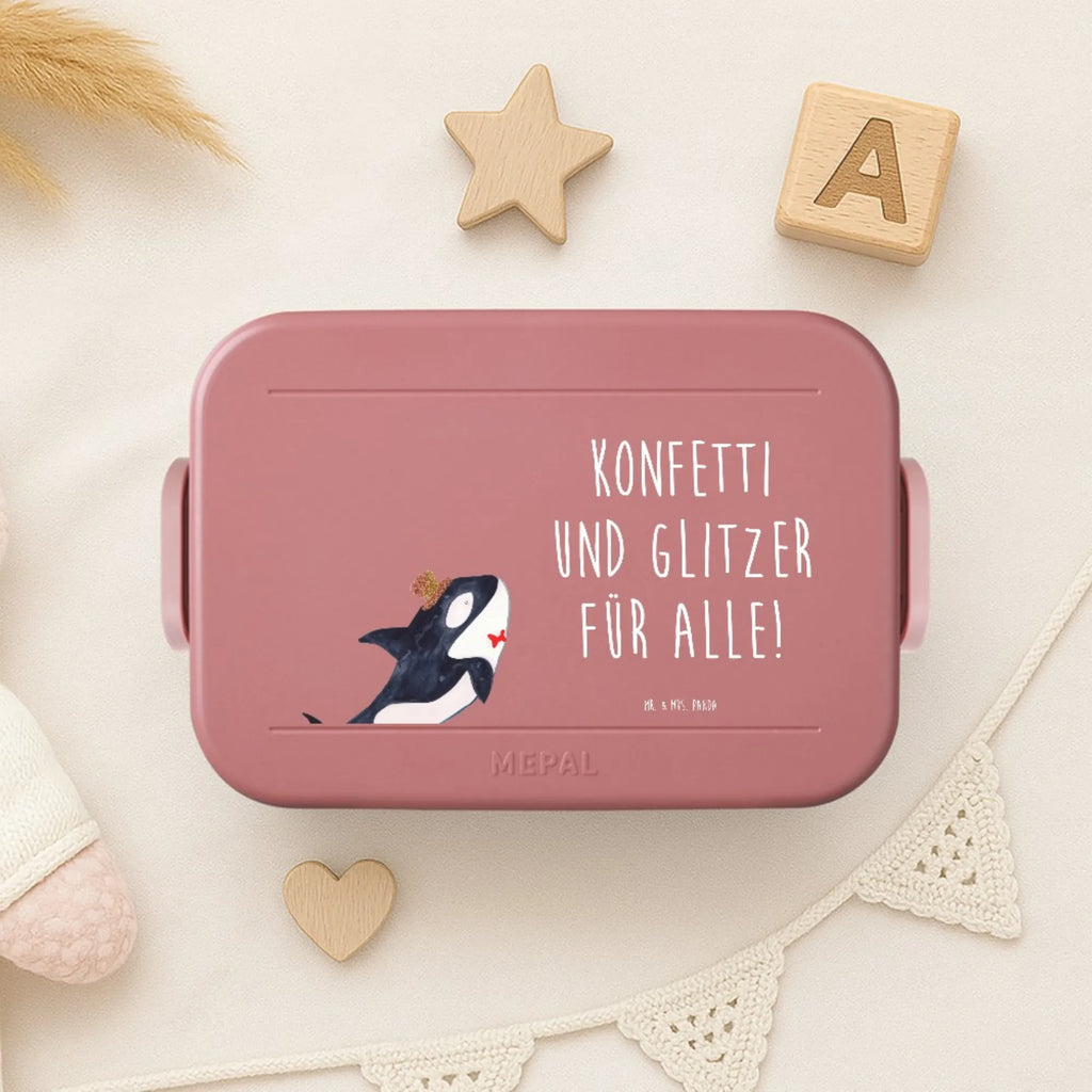 MEPAL Bentobox Orca Zylinder Motiv Bentobox, Brotdose, Lunchbox, Meerestiere, Meer, Urlaub, Narwal, Orca, Glückwunsch, Geburtstag, Fest, Konfetti, Feier, Glitter, Fete, Glitzer