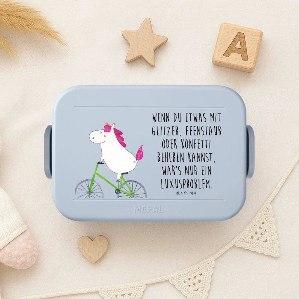 MEPAL Bentobox Einhorn Radfahrer Motiv Lunchbox, Bentobox, Brotdose, Einhorn, Einhörner, Einhorn Deko, Unicorn, Konfetti, Radfahren, Kummer, Luxusproblem, Radfahrer, Rad, Feenstaub, Bike, Liebeskummer