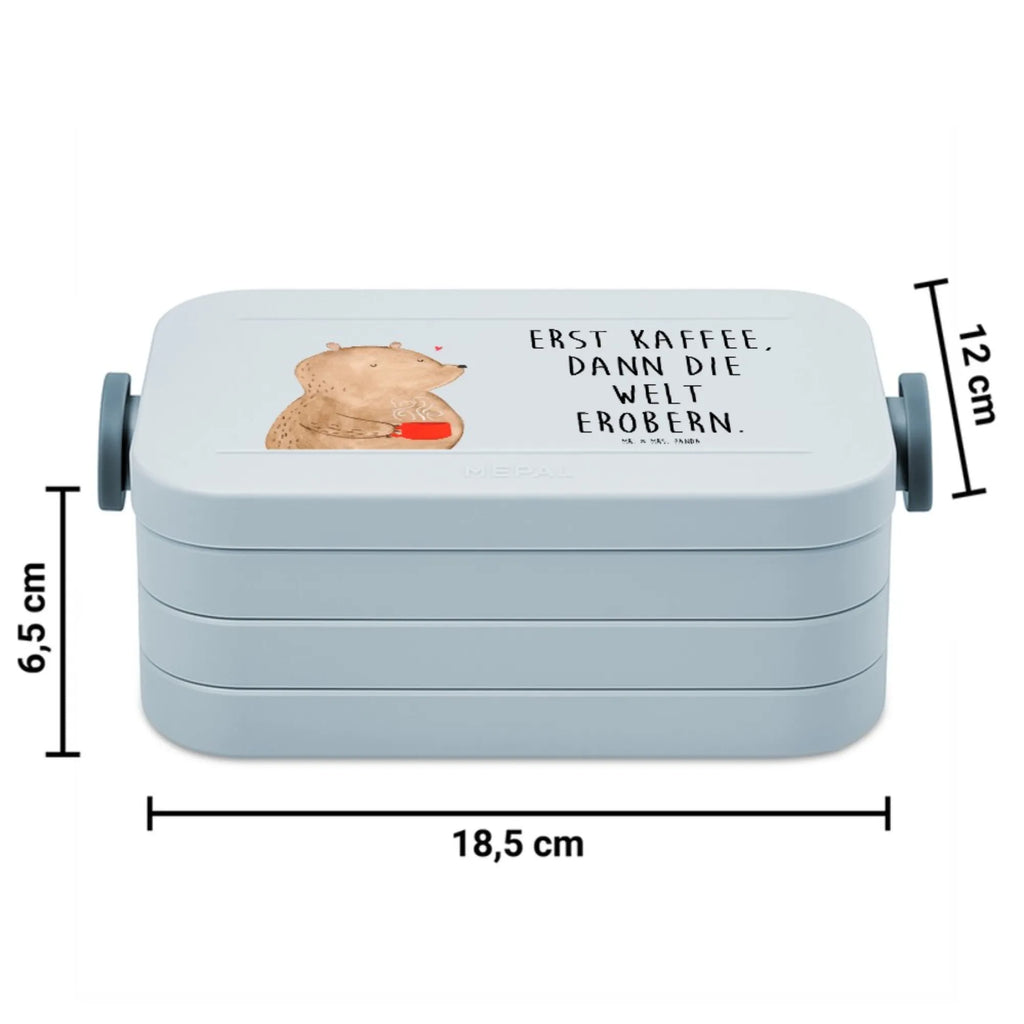 MEPAL Bentobox Bär Kaffee Motiv Brotdose, Bentobox, Lunchbox, Bär, Teddy, Teddybär, guten Morgen, Kaffee, Welt erobern, Morgenroutine, Welt retten, Coffee, Motivation, Bären