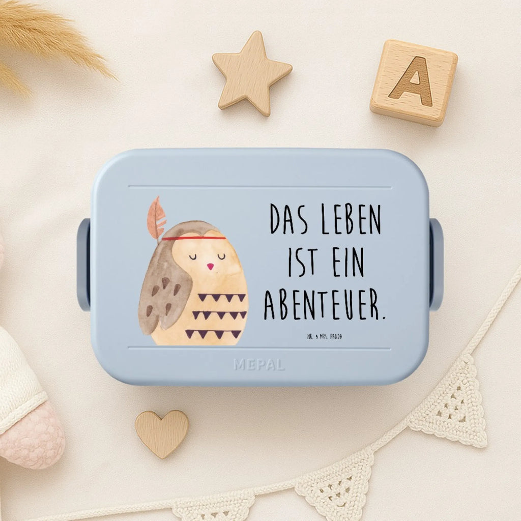 MEPAL Bentobox Eule Federschmuck Motiv Bentobox, Lunchbox, Brotdose, Eule, Reisespruch, Eule Deko, Das Leben ist ein Abenteuer, Owl, Dekoration, Federschmuck