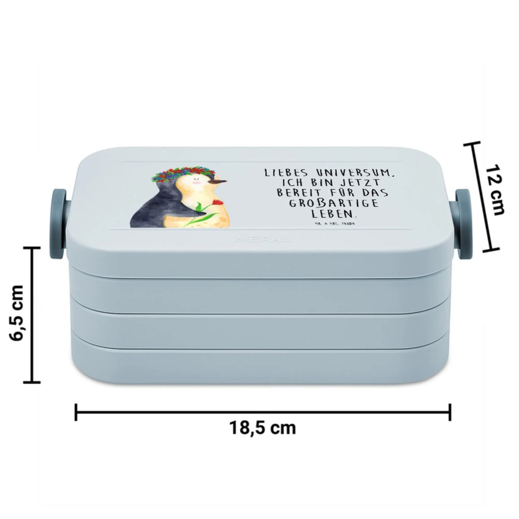 MEPAL Bentobox Pinguin Blumen Motiv Lunchbox, Brotdose, Bentobox, Pinguin, Geschenkidee, Blumenkranz, Wünsche, Lebensziele, Leben, Motivation, Ziele, Lebenslust, Liebeskummer, Pinguine, Universum