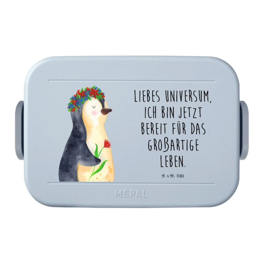 MEPAL Bentobox Pinguin Blumen Motiv Lunchbox, Brotdose, Bentobox, Pinguin, Geschenkidee, Blumenkranz, Wünsche, Lebensziele, Leben, Motivation, Ziele, Lebenslust, Liebeskummer, Pinguine, Universum