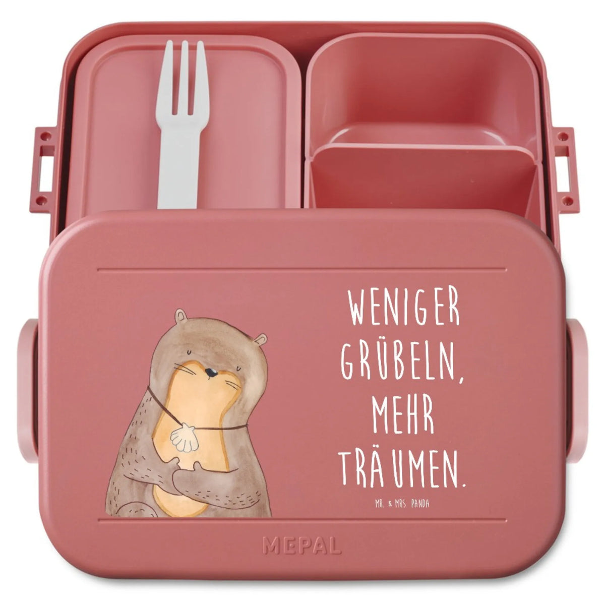 MEPAL Bentobox Otter Muschel Motiv Bentobox, Bento Box, Lebensmittelbehälter, Vesperbox, Essensbehälter, Frischhaltedose, Essensbox, Snackdose, Snackbox, Meal Prep Box, Jausenbox, Lunchbox, Bento-Brotdose, Otter, Fischotter, Seeotter, Otterliebe, Träumen, Büro, Grübeln, Motivation, Tagträumen