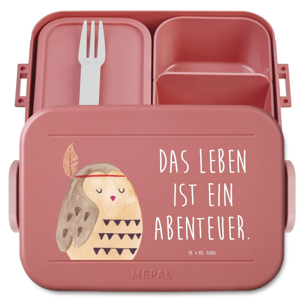 MEPAL Bentobox Eule Federschmuck Motiv Bentobox, Lunchbox, Brotdose, Eule, Reisespruch, Eule Deko, Das Leben ist ein Abenteuer, Owl, Dekoration, Federschmuck