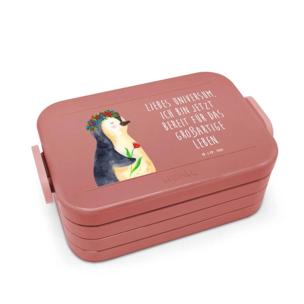 MEPAL Bentobox Pinguin Blumen Motiv Lunchbox, Brotdose, Bentobox, Pinguin, Geschenkidee, Blumenkranz, Wünsche, Lebensziele, Leben, Motivation, Ziele, Lebenslust, Liebeskummer, Pinguine, Universum