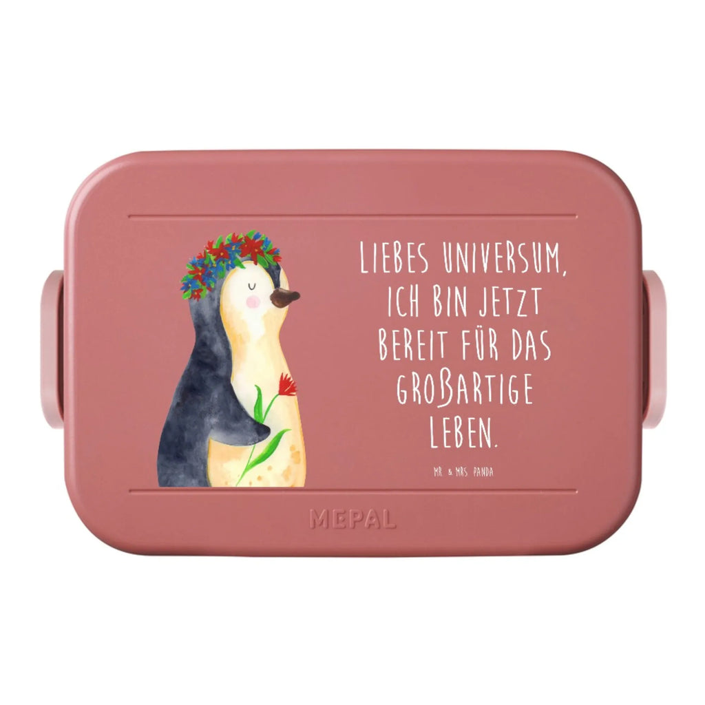 MEPAL Bentobox Pinguin Blumen Motiv Lunchbox, Brotdose, Bentobox, Pinguin, Geschenkidee, Blumenkranz, Wünsche, Lebensziele, Leben, Motivation, Ziele, Lebenslust, Liebeskummer, Pinguine, Universum