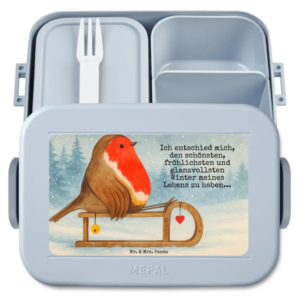 MEPAL Bentobox Rotkehlchen Schlitten Design Lunchbox, Bentobox, Brotdose, Winter, Weihnachten, Weihnachtsdeko, Nikolaus, Advent, Heiligabend, Wintermotiv, Schlitten, Vogel