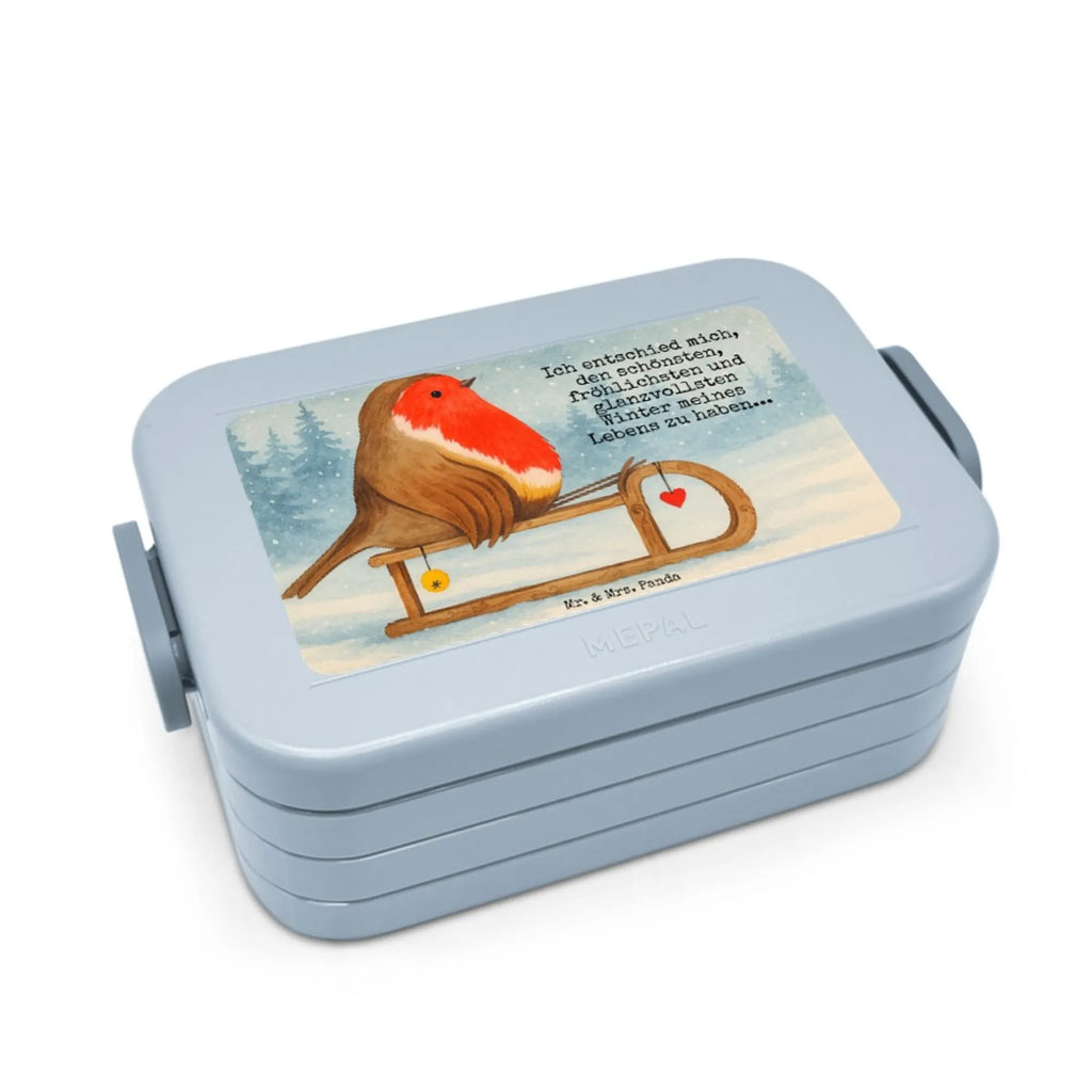 MEPAL Bentobox Rotkehlchen Schlitten Design Lunchbox, Bentobox, Brotdose, Winter, Weihnachten, Weihnachtsdeko, Nikolaus, Advent, Heiligabend, Wintermotiv, Schlitten, Vogel