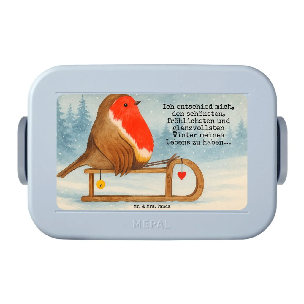 MEPAL Bentobox Rotkehlchen Schlitten Design Lunchbox, Bentobox, Brotdose, Winter, Weihnachten, Weihnachtsdeko, Nikolaus, Advent, Heiligabend, Wintermotiv, Schlitten, Vogel