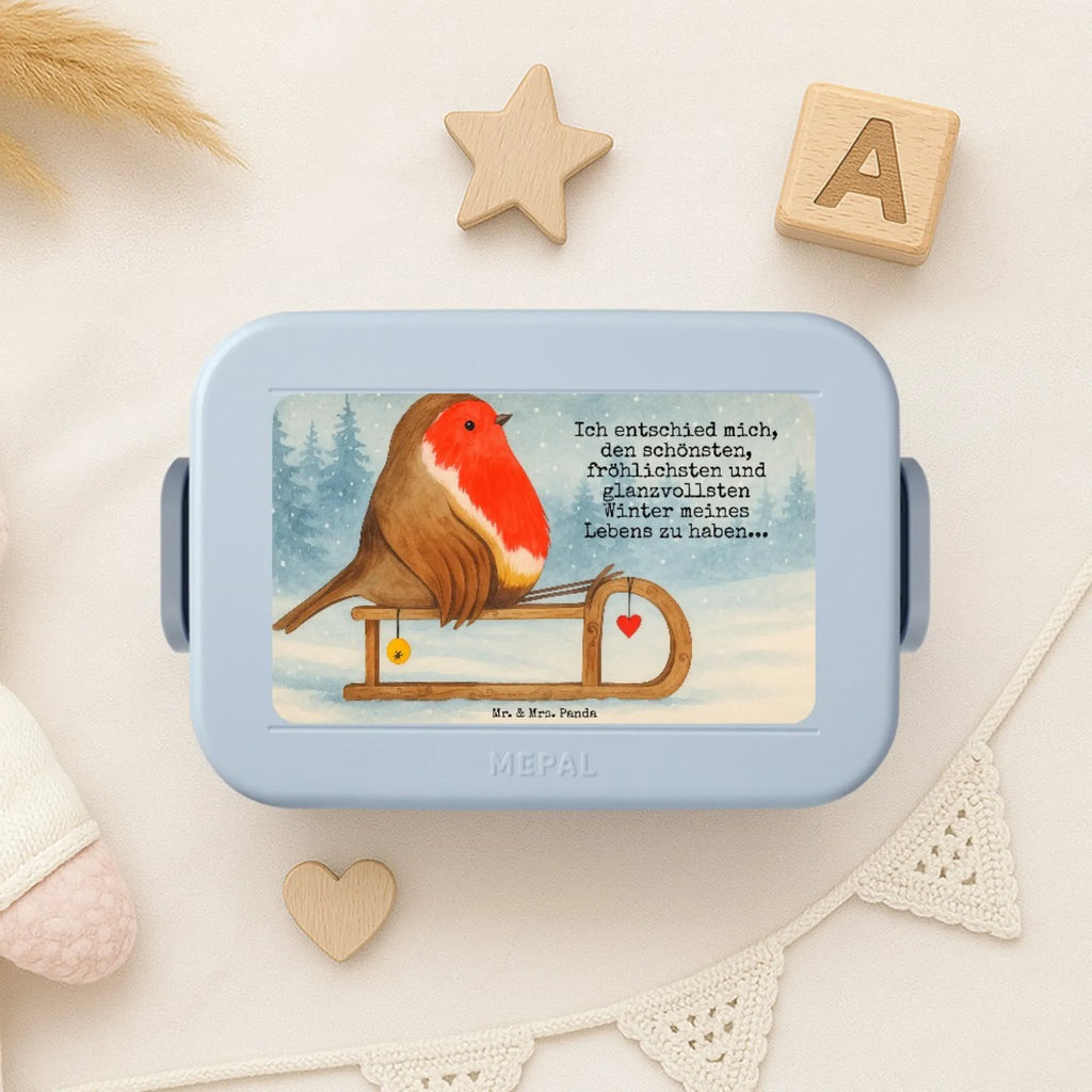 MEPAL Bentobox Rotkehlchen Schlitten Design Lunchbox, Bentobox, Brotdose, Winter, Weihnachten, Weihnachtsdeko, Nikolaus, Advent, Heiligabend, Wintermotiv, Schlitten, Vogel