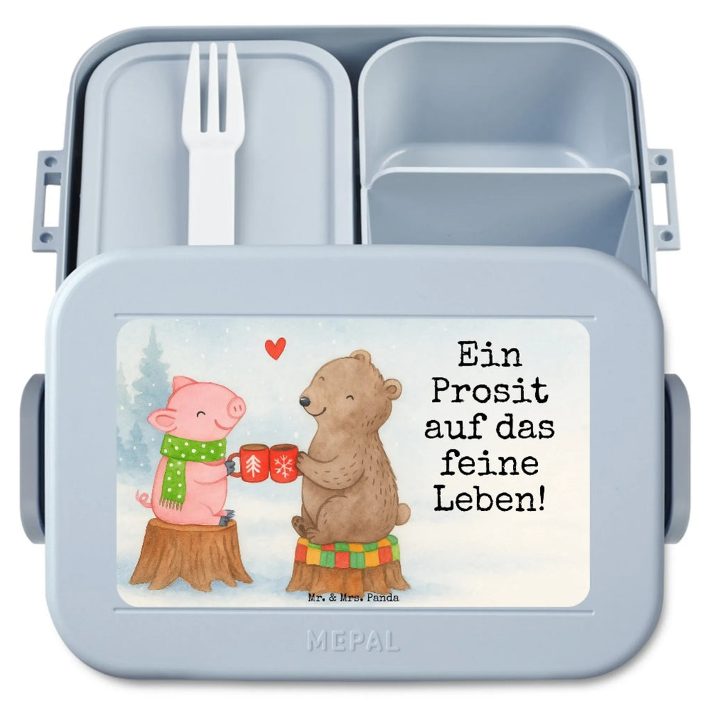 MEPAL Bentobox Glühschwein Sause Design Bentobox, Lunchbox, Brotdose, Winter, Weihnachten, Weihnachtsdeko, Nikolaus, Advent, Heiligabend, Wintermotiv, Weihnachtszeit, Prost, Alles Gute, Bär, Schwein