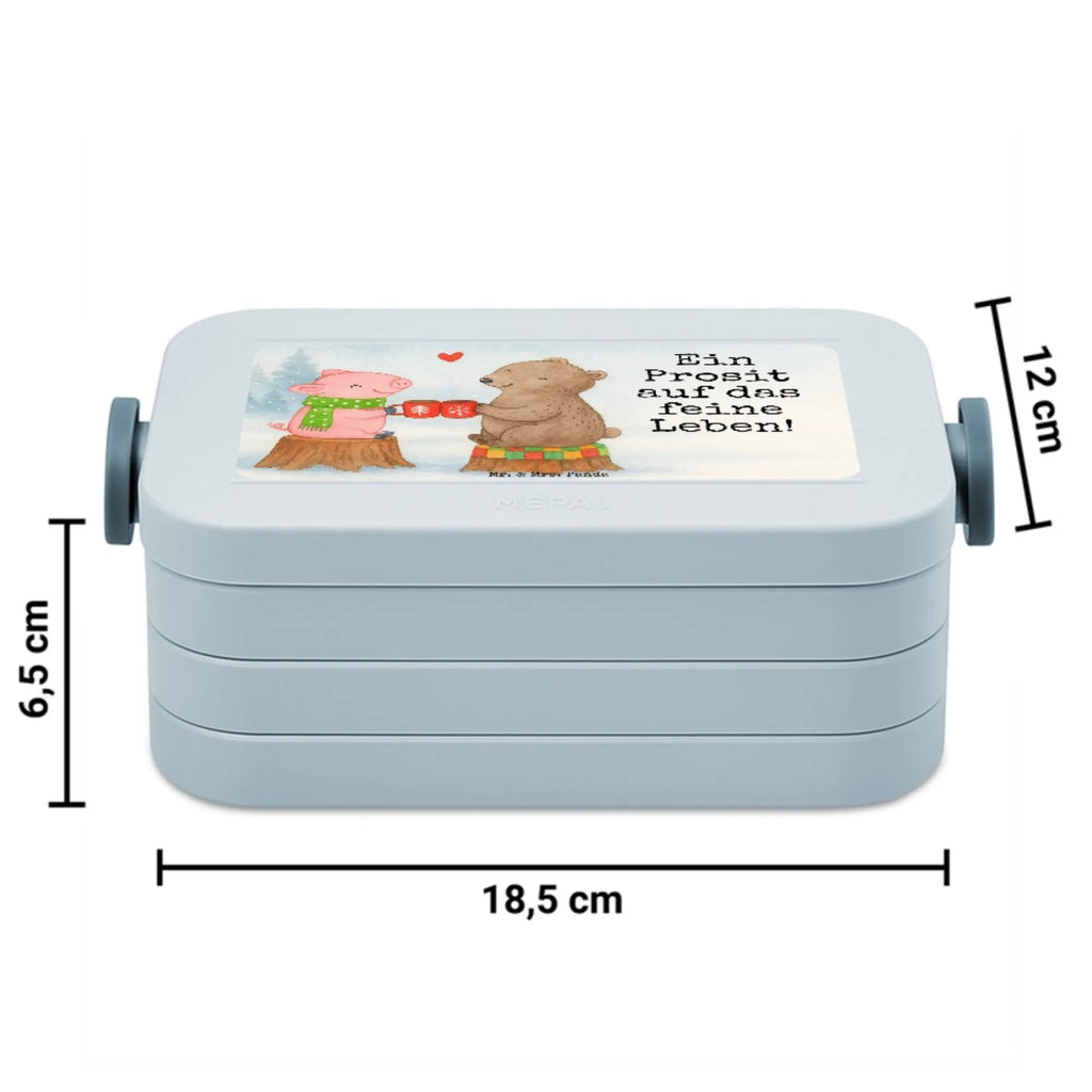 MEPAL Bentobox Glühschwein Sause Design Bentobox, Lunchbox, Brotdose, Winter, Weihnachten, Weihnachtsdeko, Nikolaus, Advent, Heiligabend, Wintermotiv, Weihnachtszeit, Prost, Alles Gute, Bär, Schwein