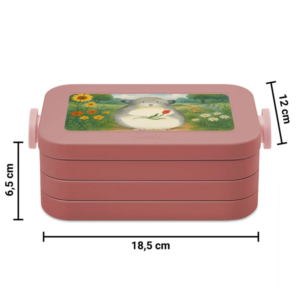 MEPAL Bentobox Chinchilla Blume Design Bentobox, Lunchbox, Brotdose, Tiermotive, Gute Laune, lustige Sprüche, Tiere, Liebeskummer, Chinchillas, Depressionen, Glücklichsein, Kummer, Büroalltag, Chaos, Chinchilla, traurig sein, Büro