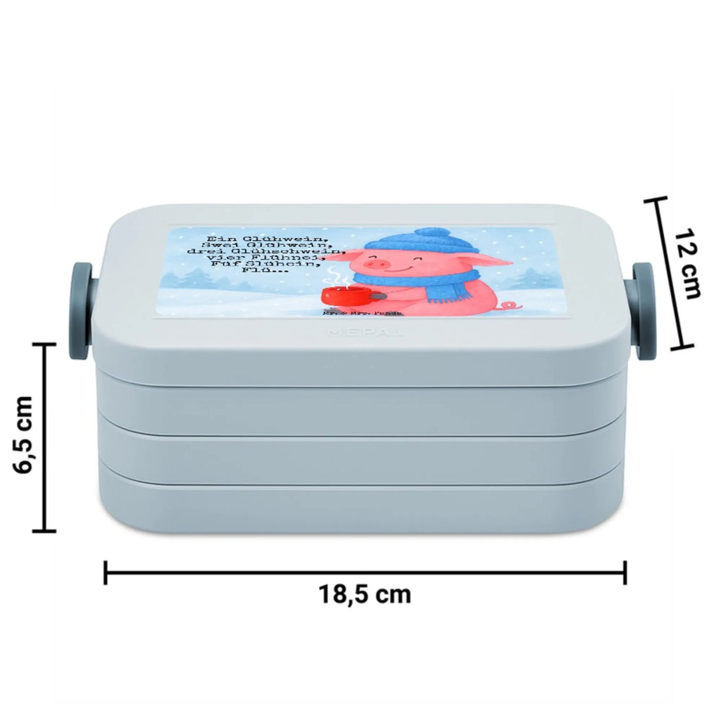 MEPAL Bentobox Schweinchen Glühwein Design Bentobox, Lunchbox, Brotdose, Winter, Weihnachten, Weihnachtsdeko, Nikolaus, Advent, Heiligabend, Wintermotiv, Betrunken, Glühwein, Weihnachtsmarkt, Spruch