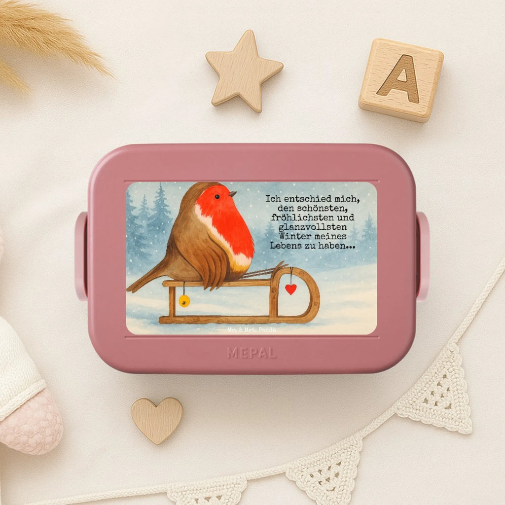 MEPAL Bentobox Rotkehlchen Schlitten Design Lunchbox, Bentobox, Brotdose, Winter, Weihnachten, Weihnachtsdeko, Nikolaus, Advent, Heiligabend, Wintermotiv, Schlitten, Vogel