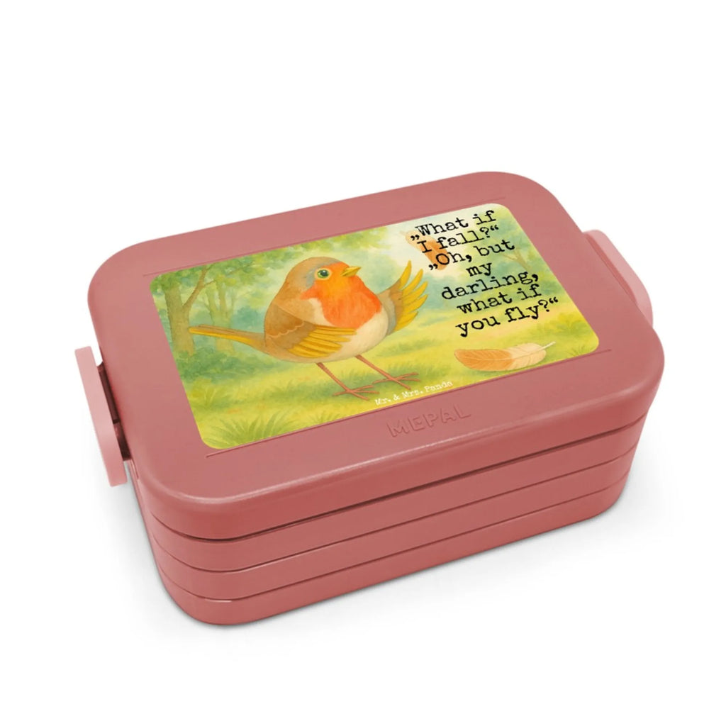 MEPAL Bentobox Rotkehlchen Federn Design Bentobox, Lunchbox, Brotdose, Tiermotive, Gute Laune, lustige Sprüche, Tiere, Spruch Mut, Spruch Motivation, What if i fall, Vogel, Rotkehlchen, Motivationsbilder, fliegen, Motivation Sprüche