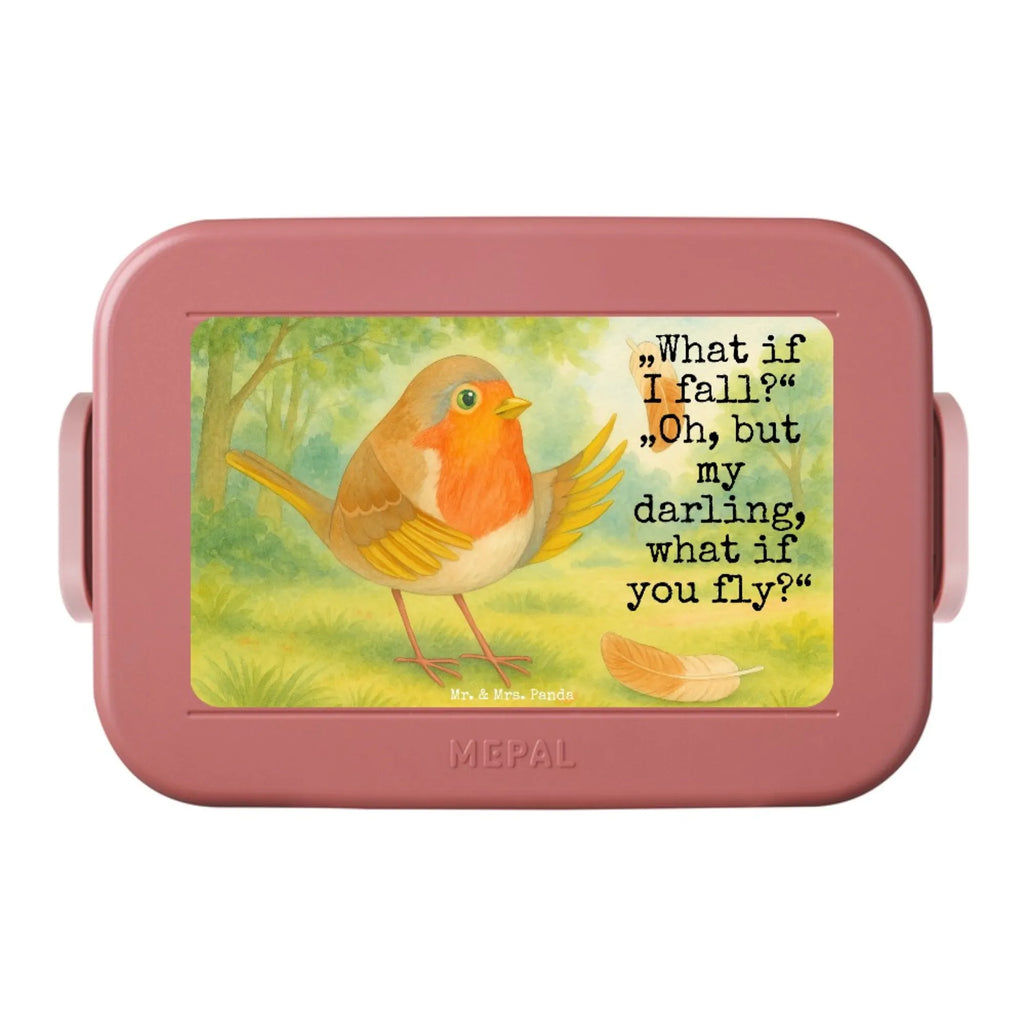 MEPAL Bentobox Rotkehlchen Federn Design Bentobox, Lunchbox, Brotdose, Tiermotive, Gute Laune, lustige Sprüche, Tiere, Spruch Mut, Spruch Motivation, What if i fall, Vogel, Rotkehlchen, Motivationsbilder, fliegen, Motivation Sprüche