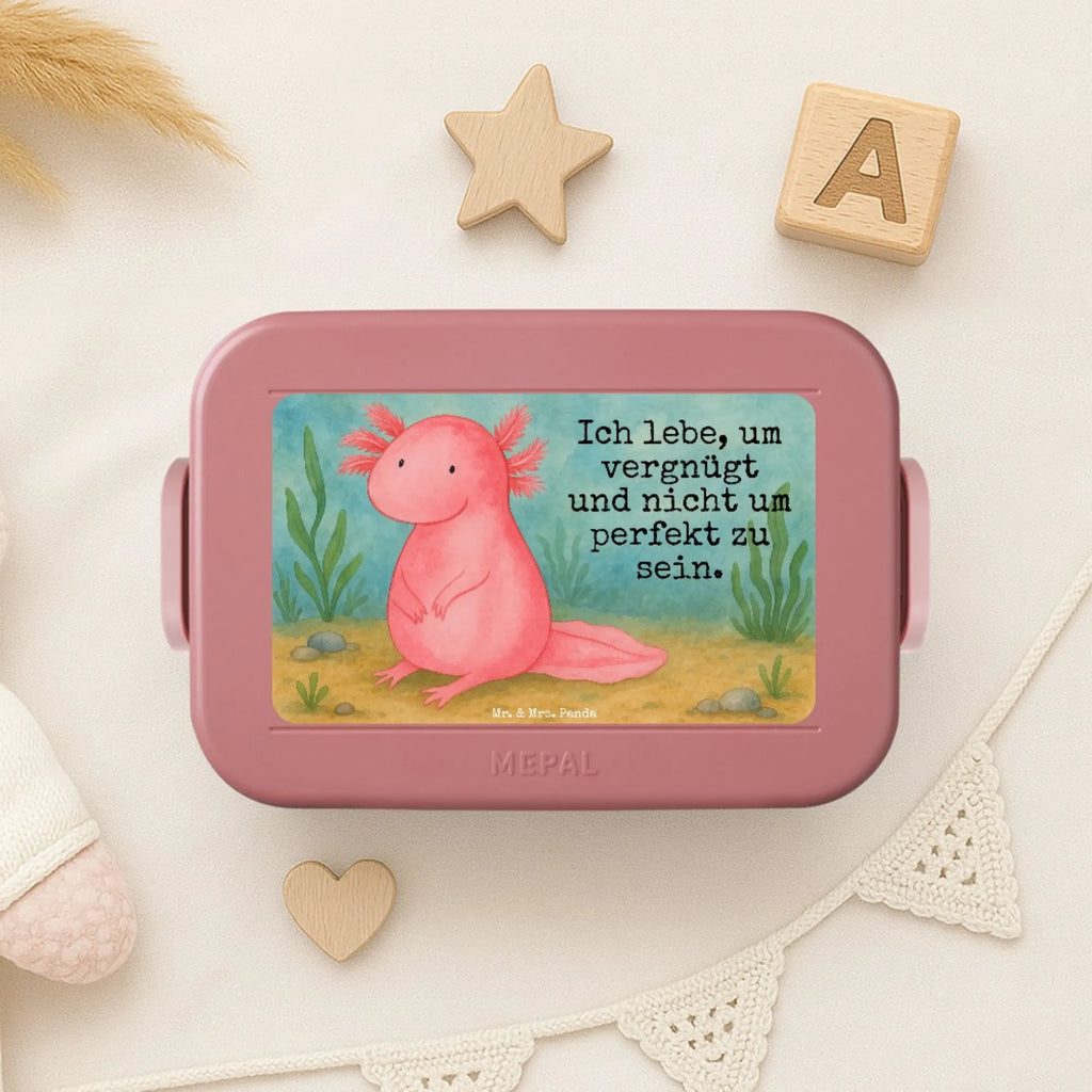 MEPAL Bentobox Axolotl Niedlich Design Bentobox, Lunchbox, Brotdose, Axolotl, Molch, fröhlich, vergnügt, zufrieden, Weisheit, Lebensweisheit, Liebe, Axolot, Lebensstil, Freundin