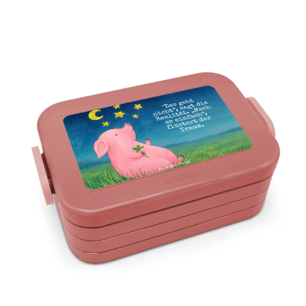 MEPAL Bentobox Schwein Glück Design Bentobox, Brotdose, Lunchbox, Tiermotive, Gute Laune, lustige Sprüche, Tiere, Schwein, Schweinchen, Träume, Glücksbringer, Glücksschwein. Glück, Sterne, Motivation, Sernchen, Ziele