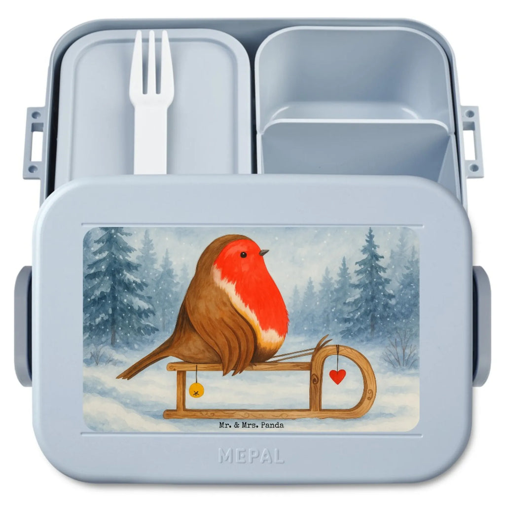 MEPAL Bentobox Rotkehlchen Schlitten Design Lunchbox, Bentobox, Brotdose, Winter, Weihnachten, Weihnachtsdeko, Nikolaus, Advent, Heiligabend, Wintermotiv, Schlitten, Vogel