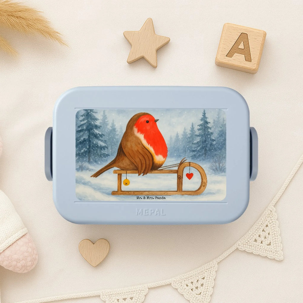 MEPAL Bentobox Rotkehlchen Schlitten Design Lunchbox, Bentobox, Brotdose, Winter, Weihnachten, Weihnachtsdeko, Nikolaus, Advent, Heiligabend, Wintermotiv, Schlitten, Vogel