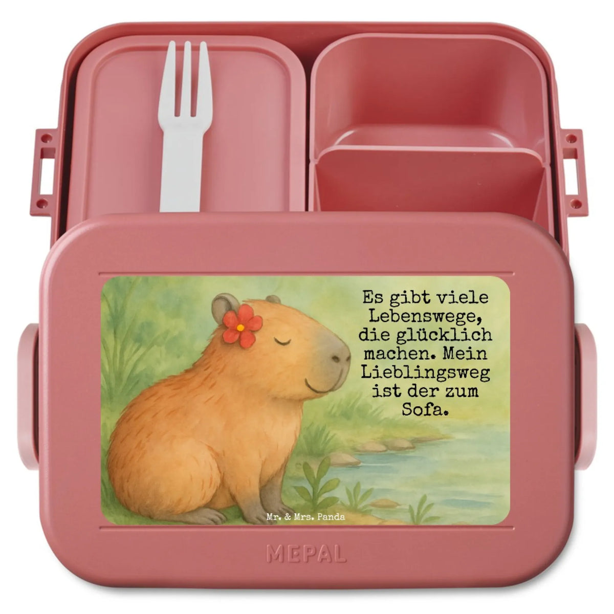 MEPAL Bentobox Capybara Blume Design Frischhaltedose, Essensbox, Essensbehälter, Lunchbox, Bentobox, Meal Prep Box, Snackbox, Snackdose, Bento Box, Jausenbox, Lebensmittelbehälter, Vesperbox, Bento-Brotdose, Lustige Sprüche, Tiere, Tiermotive, Gute Laune, Capybara