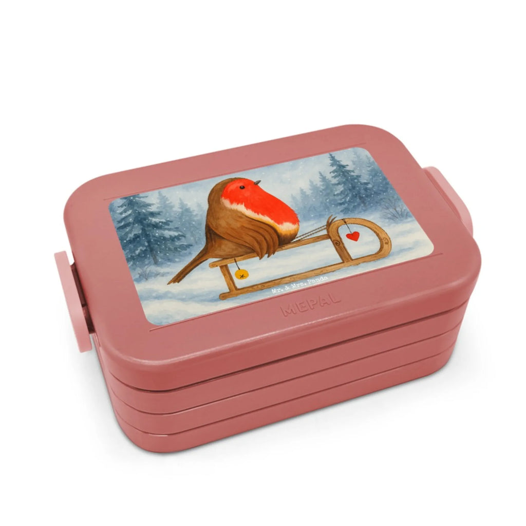 MEPAL Bentobox Rotkehlchen Schlitten Design Lunchbox, Bentobox, Brotdose, Winter, Weihnachten, Weihnachtsdeko, Nikolaus, Advent, Heiligabend, Wintermotiv, Schlitten, Vogel