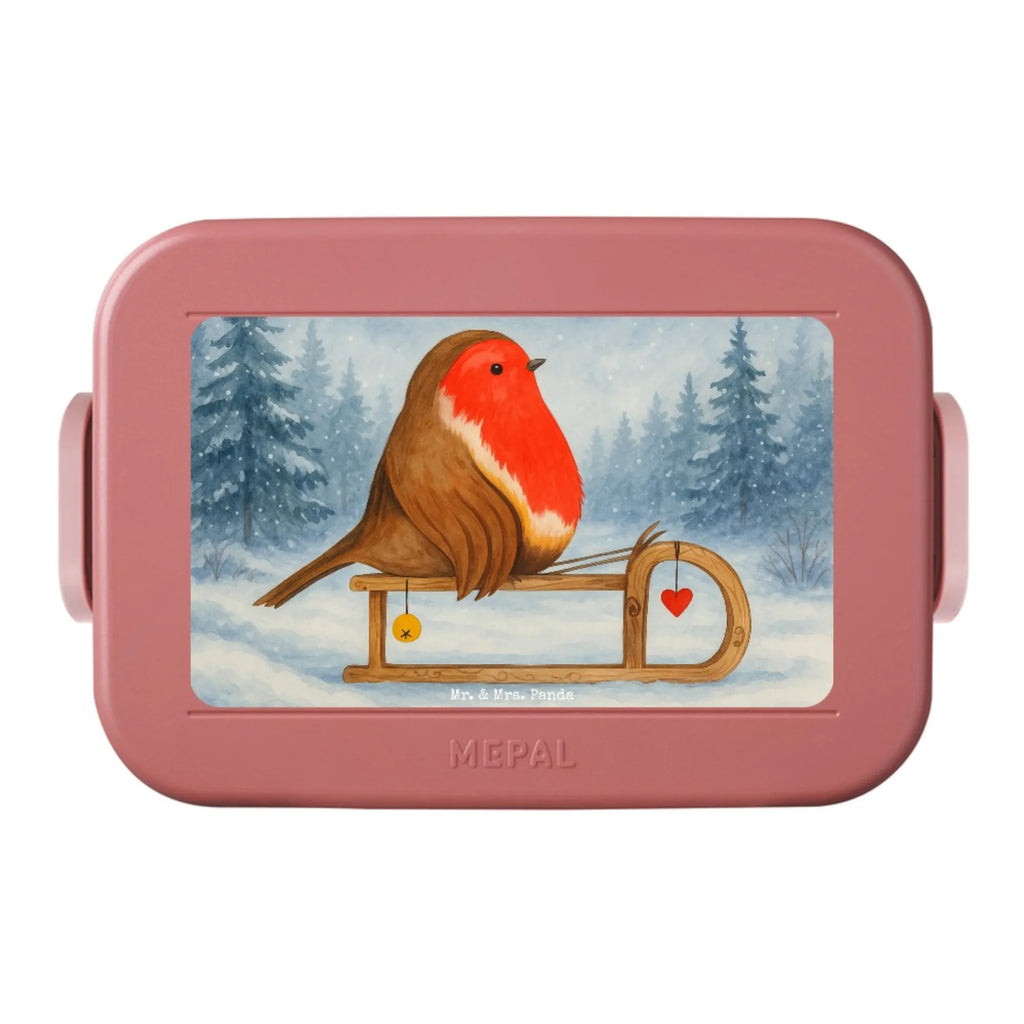 MEPAL Bentobox Rotkehlchen Schlitten Design Lunchbox, Bentobox, Brotdose, Winter, Weihnachten, Weihnachtsdeko, Nikolaus, Advent, Heiligabend, Wintermotiv, Schlitten, Vogel