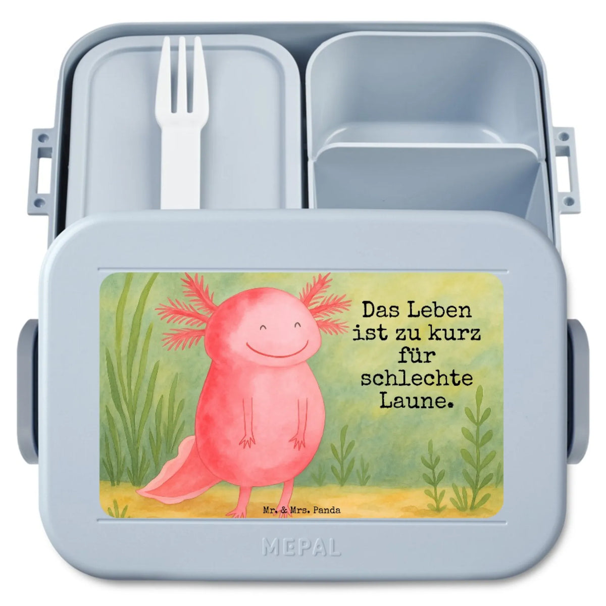 MEPAL Bentobox Axolotl Glücklich Design Bento-Brotdose, Snackbox, Meal Prep Box, Essensbox, Bento Box, Frischhaltedose, Lunchbox, Jausenbox, Lebensmittelbehälter, Bentobox, Snackdose, Essensbehälter, Vesperbox, Molch, Axolotl, Lurch, Schwanzlurch, Gute Laune, Lurche, Motivation, Axolot