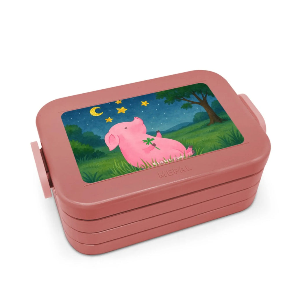 MEPAL Bentobox Schwein Glück Design Bentobox, Brotdose, Lunchbox, Tiermotive, Gute Laune, lustige Sprüche, Tiere, Schwein, Schweinchen, Träume, Glücksbringer, Glücksschwein. Glück, Sterne, Motivation, Sernchen, Ziele