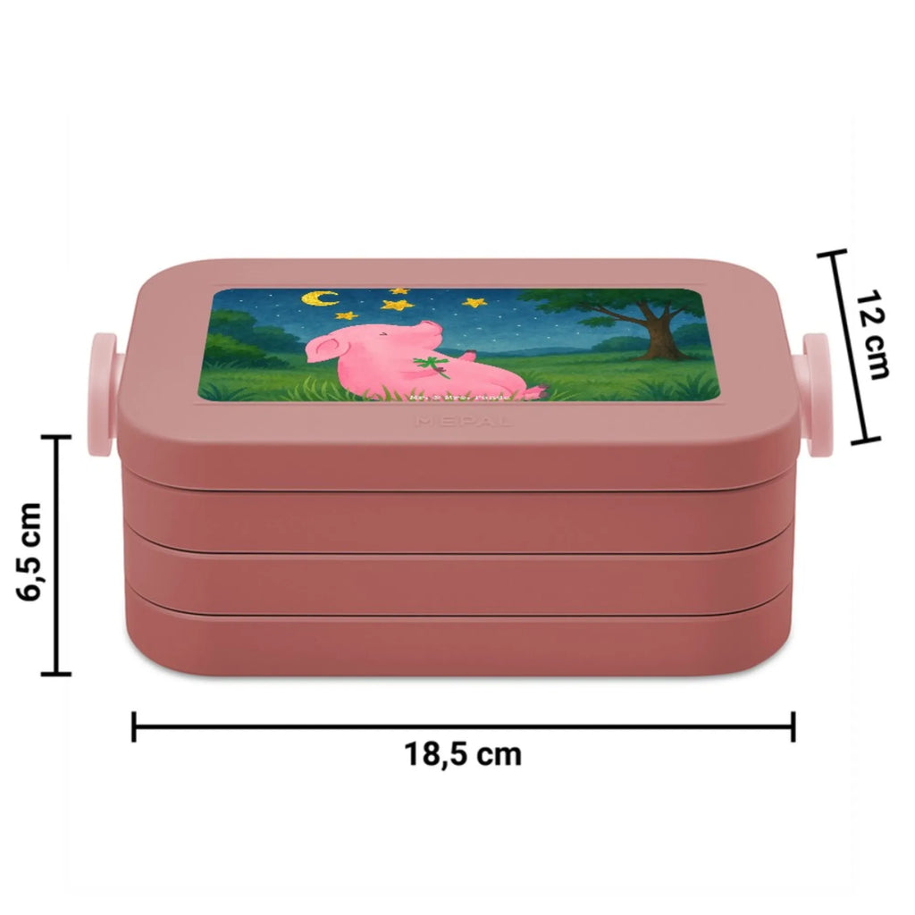 MEPAL Bentobox Schwein Glück Design Bentobox, Brotdose, Lunchbox, Tiermotive, Gute Laune, lustige Sprüche, Tiere, Schwein, Schweinchen, Träume, Glücksbringer, Glücksschwein. Glück, Sterne, Motivation, Sernchen, Ziele