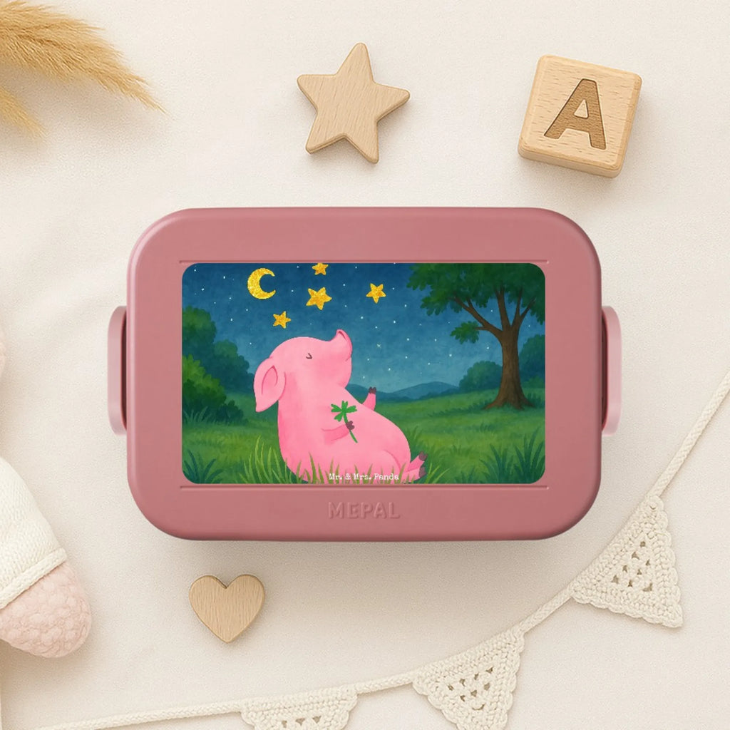 MEPAL Bentobox Schwein Glück Design Bentobox, Brotdose, Lunchbox, Tiermotive, Gute Laune, lustige Sprüche, Tiere, Schwein, Schweinchen, Träume, Glücksbringer, Glücksschwein. Glück, Sterne, Motivation, Sernchen, Ziele
