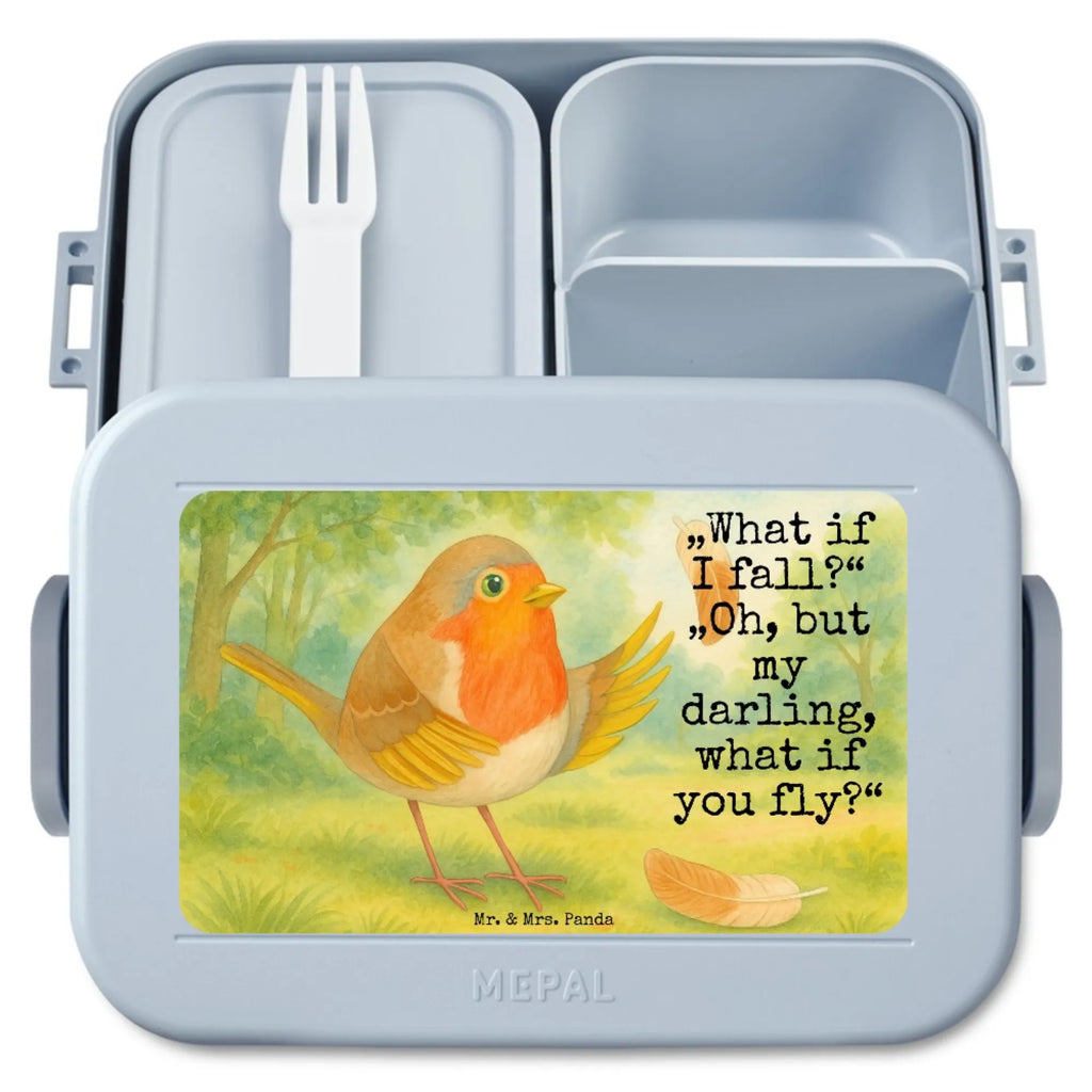 MEPAL Bentobox Rotkehlchen Federn Design Bentobox, Lunchbox, Brotdose, Tiermotive, Gute Laune, lustige Sprüche, Tiere, Spruch Mut, Spruch Motivation, What if i fall, Vogel, Rotkehlchen, Motivationsbilder, fliegen, Motivation Sprüche