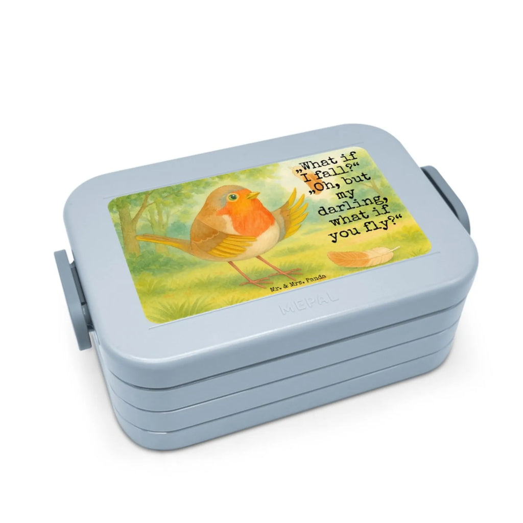 MEPAL Bentobox Rotkehlchen Federn Design Bentobox, Lunchbox, Brotdose, Tiermotive, Gute Laune, lustige Sprüche, Tiere, Spruch Mut, Spruch Motivation, What if i fall, Vogel, Rotkehlchen, Motivationsbilder, fliegen, Motivation Sprüche
