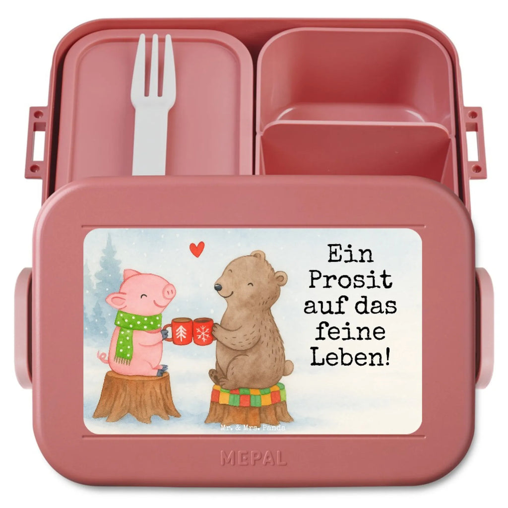 MEPAL Bentobox Glühschwein Sause Design Bentobox, Lunchbox, Brotdose, Winter, Weihnachten, Weihnachtsdeko, Nikolaus, Advent, Heiligabend, Wintermotiv, Weihnachtszeit, Prost, Alles Gute, Bär, Schwein