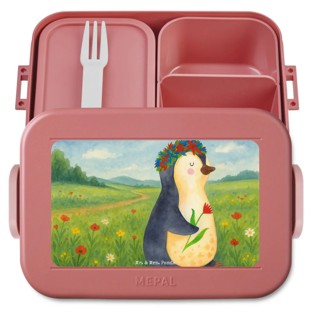 MEPAL Bentobox Pinguin Blumen Design Lunchbox, Bentobox, Brotdose, Pinguin, Universum, Liebeskummer, Leben, Motivation, Wünsche, Ziele, Lebenslust, Lebensziele, Blumenkranz, Pinguine, Geschenkidee