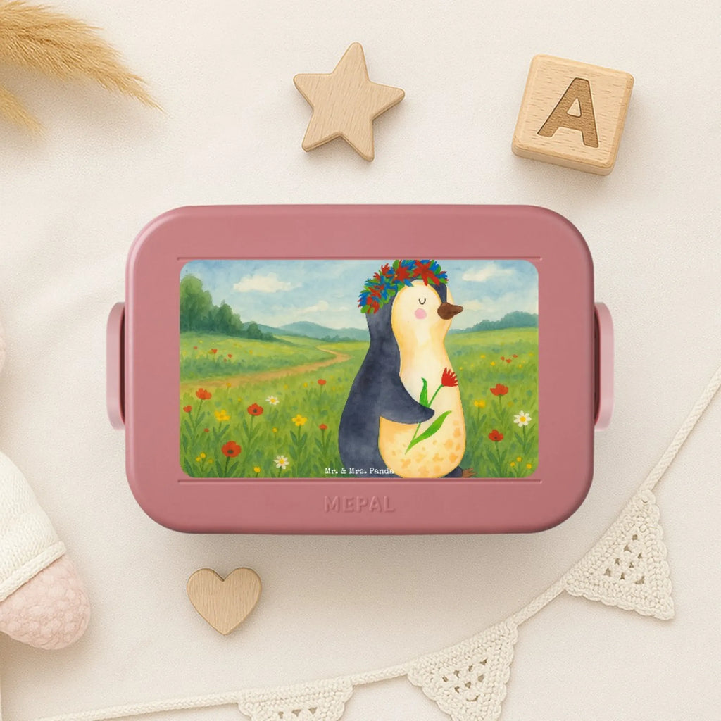MEPAL Bentobox Pinguin Blumen Design Lunchbox, Bentobox, Brotdose, Pinguin, Universum, Liebeskummer, Leben, Motivation, Wünsche, Ziele, Lebenslust, Lebensziele, Blumenkranz, Pinguine, Geschenkidee