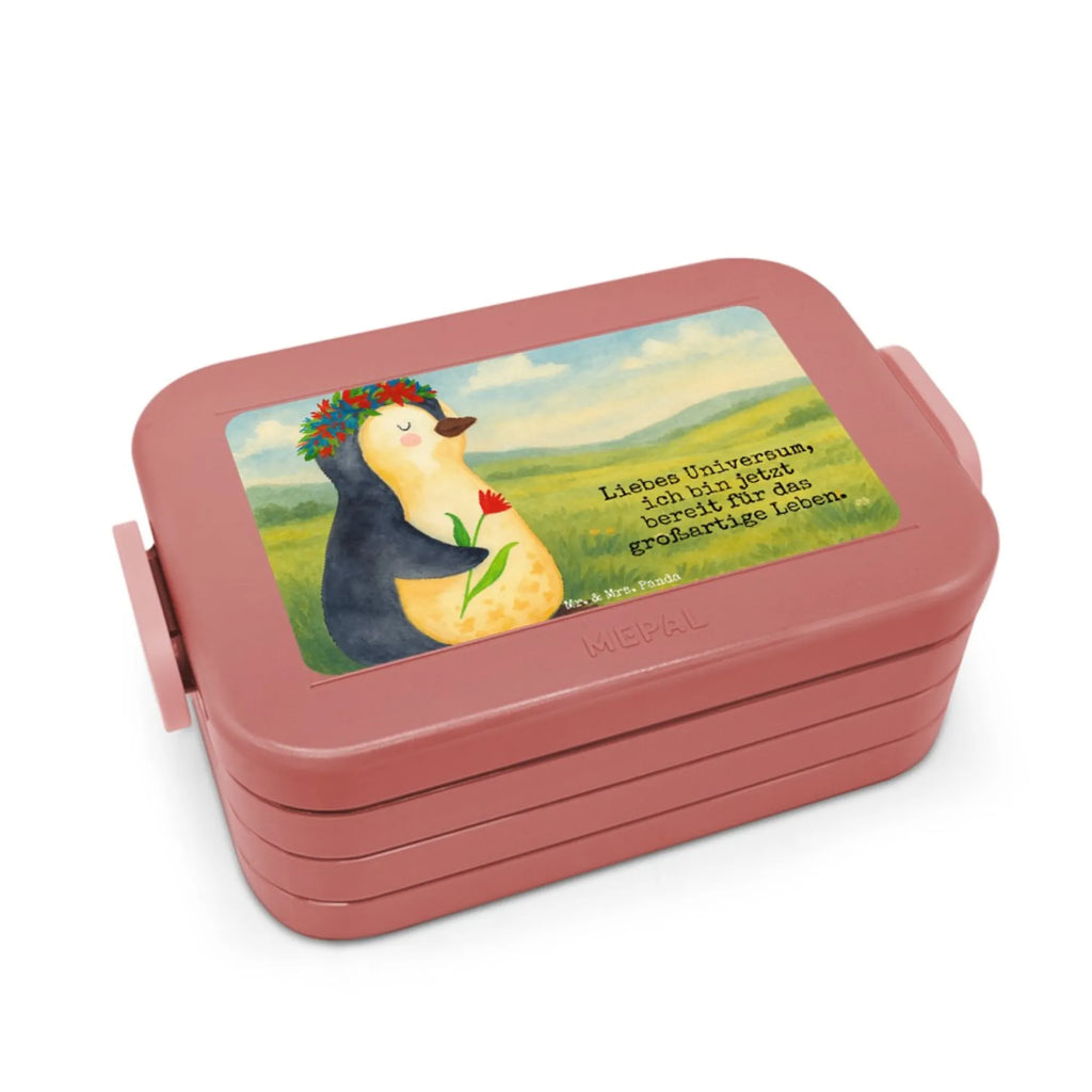 MEPAL Bentobox Pinguin Blumen Design Lunchbox, Bentobox, Brotdose, Pinguin, Universum, Liebeskummer, Leben, Motivation, Wünsche, Ziele, Lebenslust, Lebensziele, Blumenkranz, Pinguine, Geschenkidee