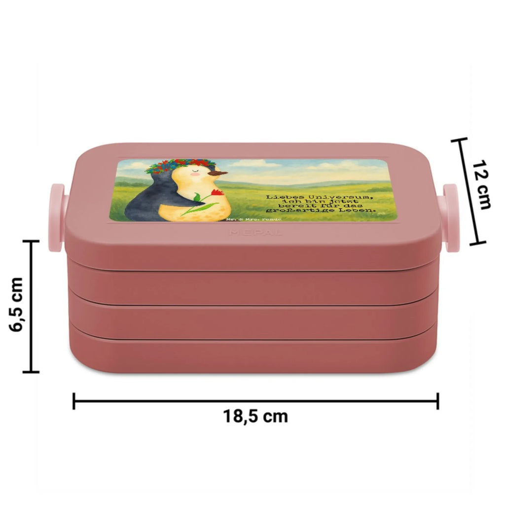 MEPAL Bentobox Pinguin Blumen Design Lunchbox, Bentobox, Brotdose, Pinguin, Universum, Liebeskummer, Leben, Motivation, Wünsche, Ziele, Lebenslust, Lebensziele, Blumenkranz, Pinguine, Geschenkidee