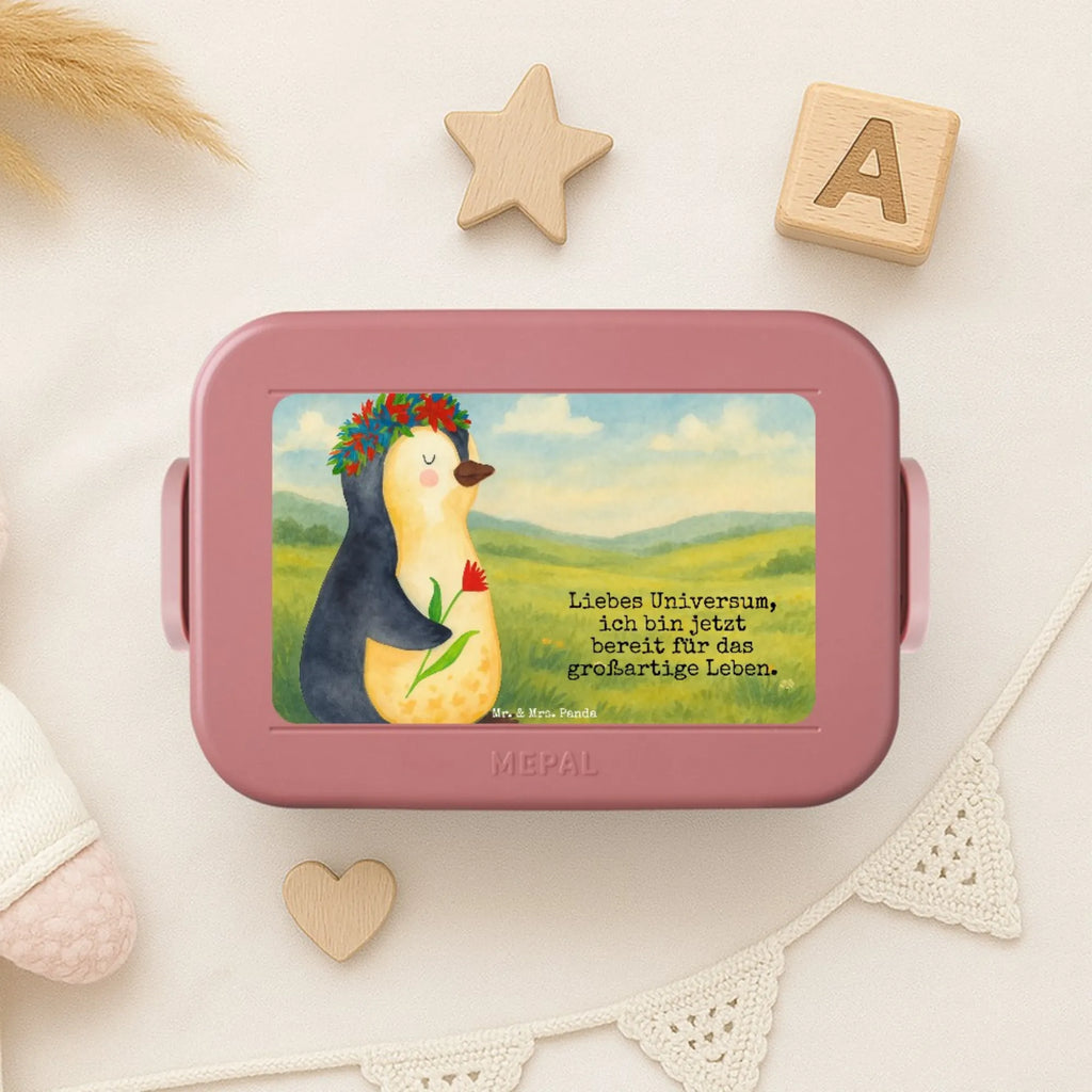 MEPAL Bentobox Pinguin Blumen Design Lunchbox, Bentobox, Brotdose, Pinguin, Universum, Liebeskummer, Leben, Motivation, Wünsche, Ziele, Lebenslust, Lebensziele, Blumenkranz, Pinguine, Geschenkidee